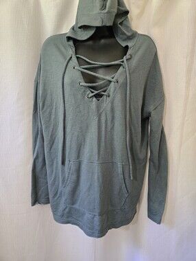 Mossimo Supply Co. Lace-Up Hooded Pullover - Sage Green